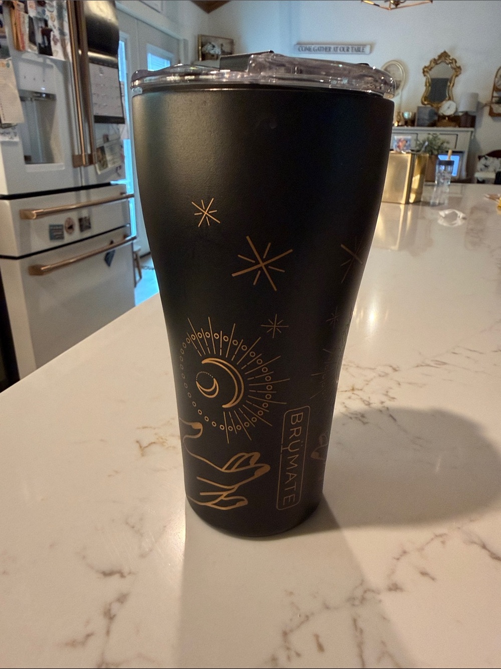 BrüMate Black & Gold Insulated Tumbler with Celestial Motif